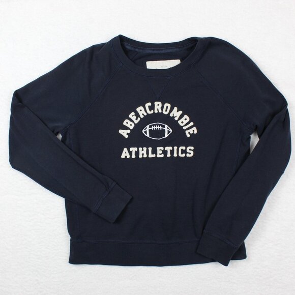 Abercrombie Sweatshirt Womens Large Navy Blue Pullover Logo Athletic Y2K Sporty - Picture 6 of 6
